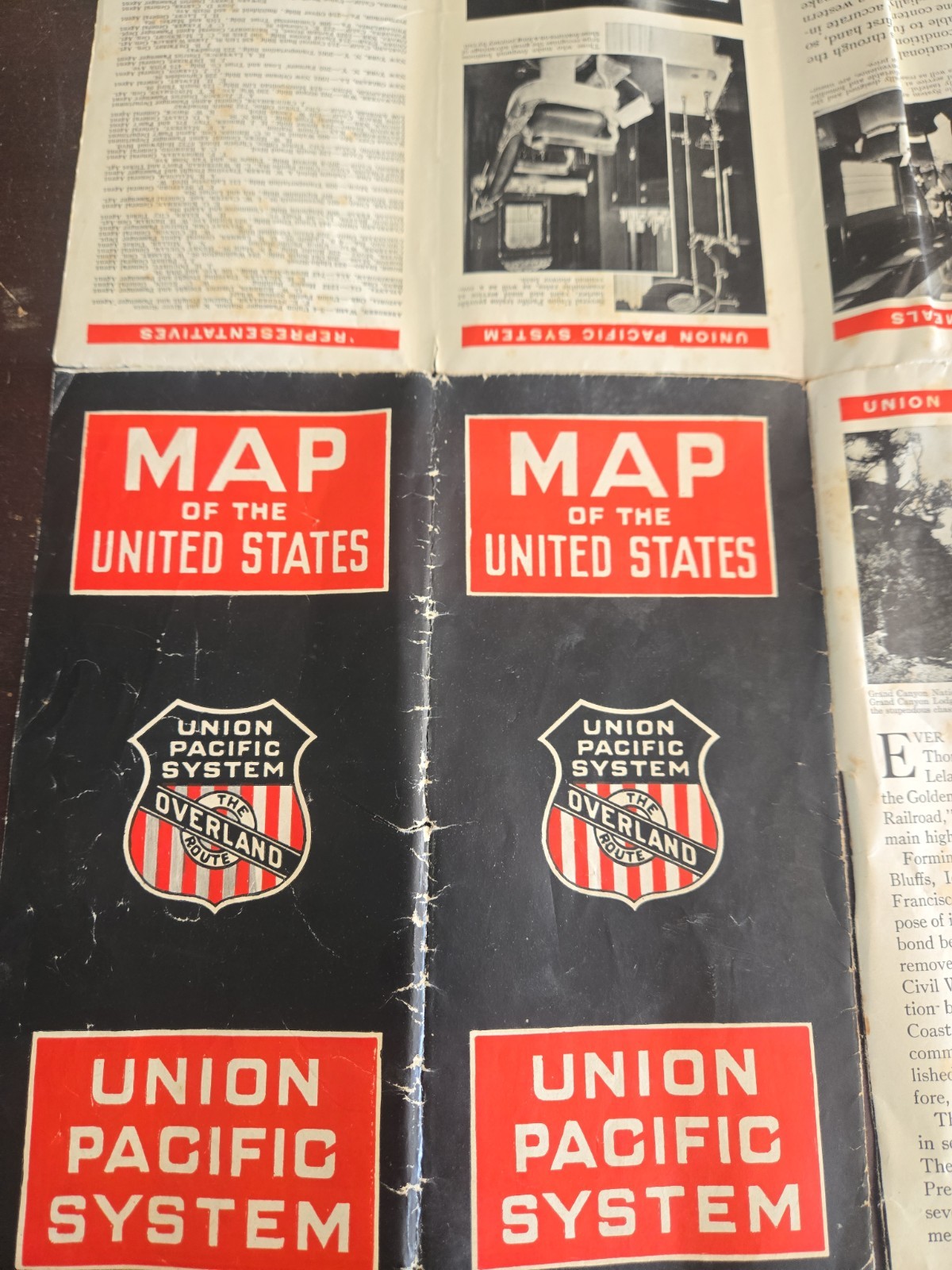 1929 Antique Union Pacific Railroad Map Usa Overland 1929 Antique Union Pacific Railroad Map Usa Overland