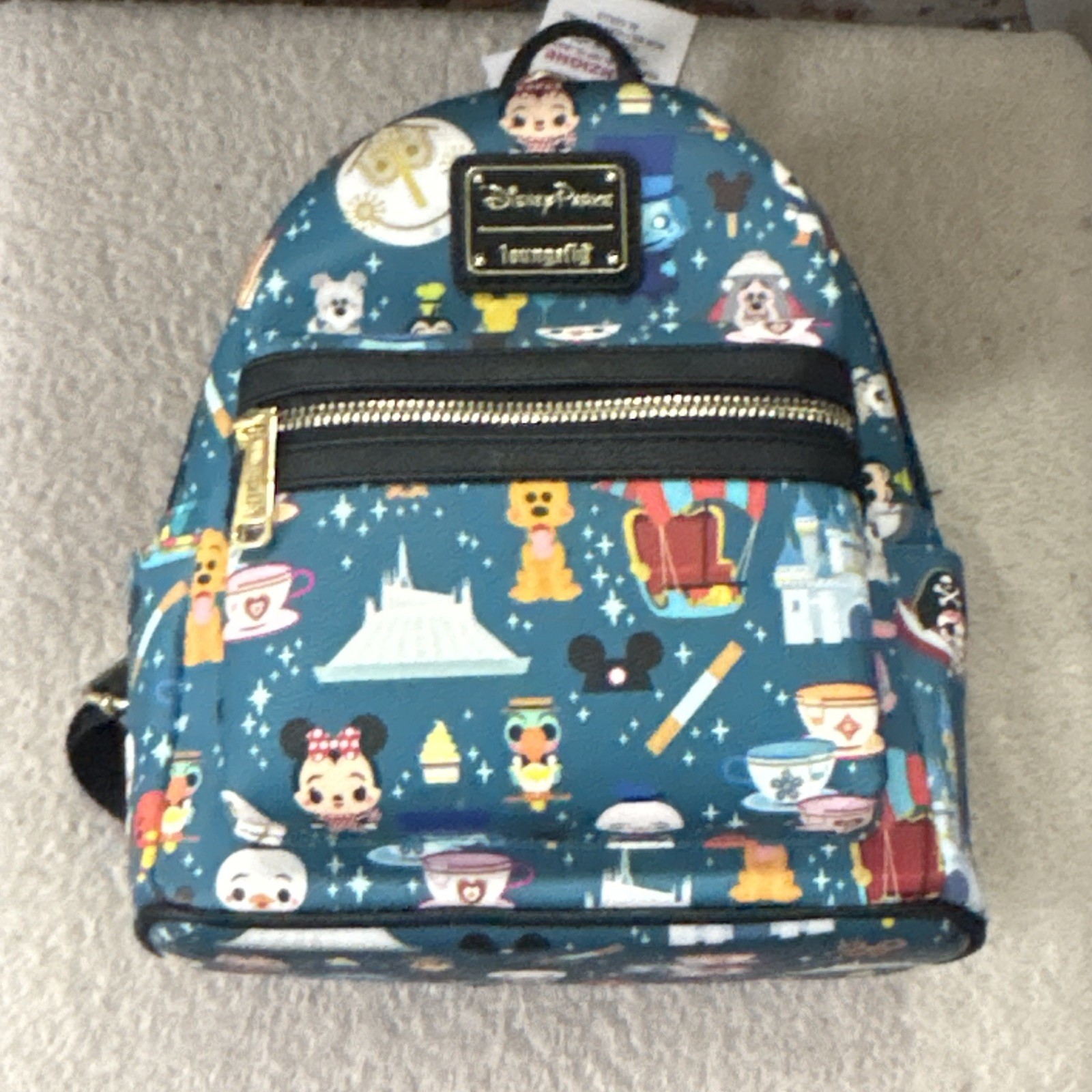 Loungefly Disney Parks Mini Backpack Blue Multicolor Allover Character Print Loungefly Disney Parks Mini Backpack Blue Multicolor Allover Character Print