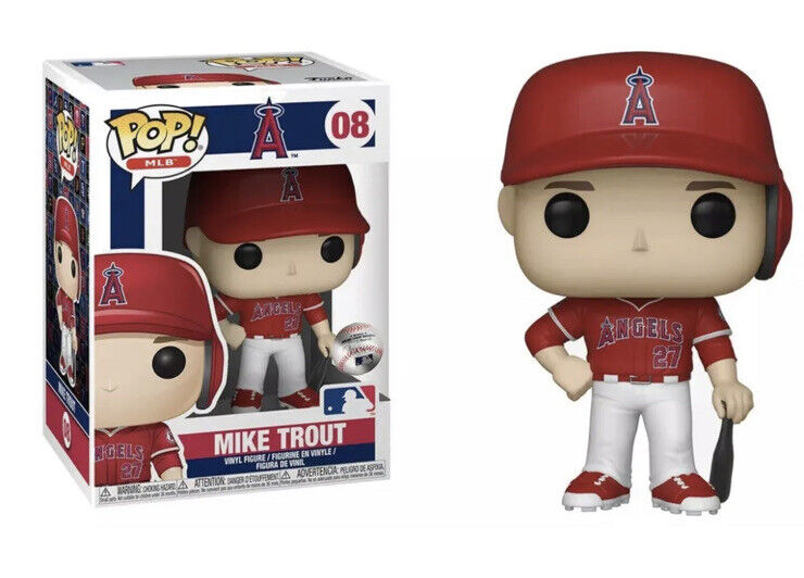 Mike Trout Funko Pop Vinyl #08 MLB Angels Red Alternate Jersey with protector