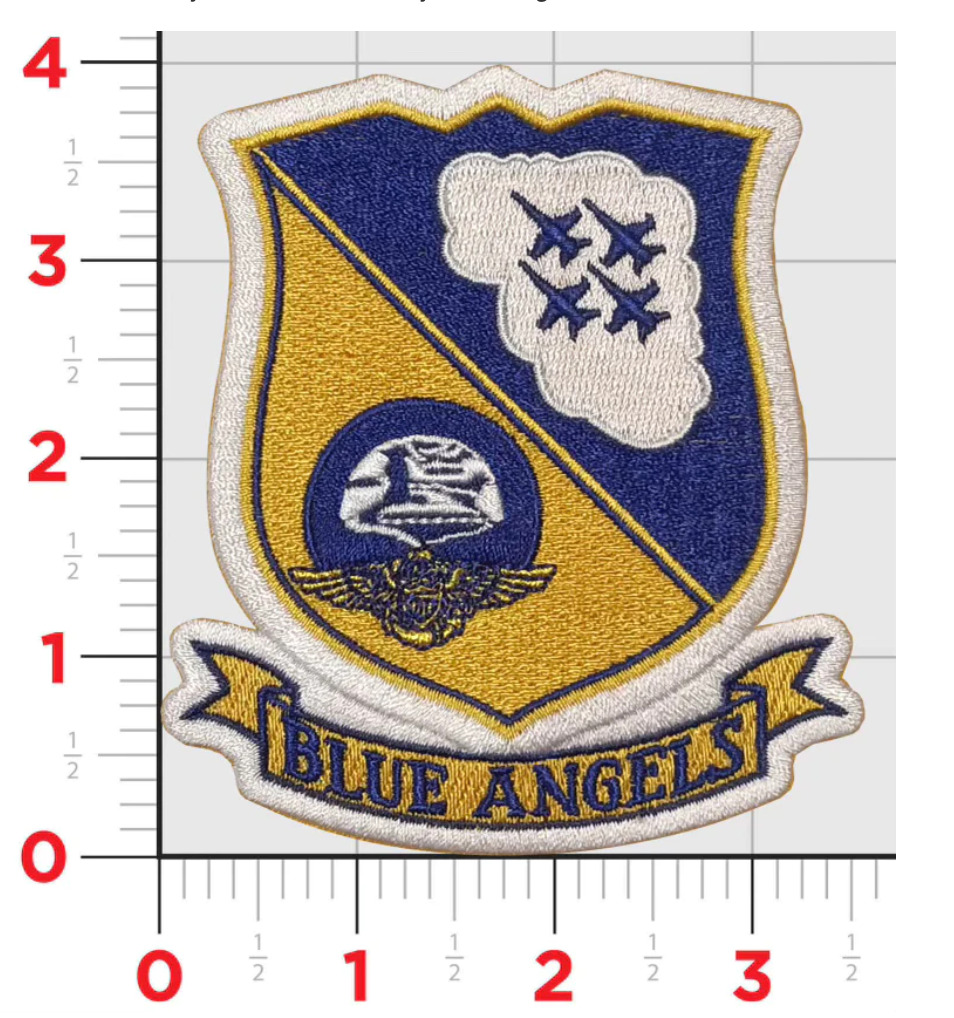 NAVY BLUE ANGELS EMBROIDERED HOOK & LOOP PATCH