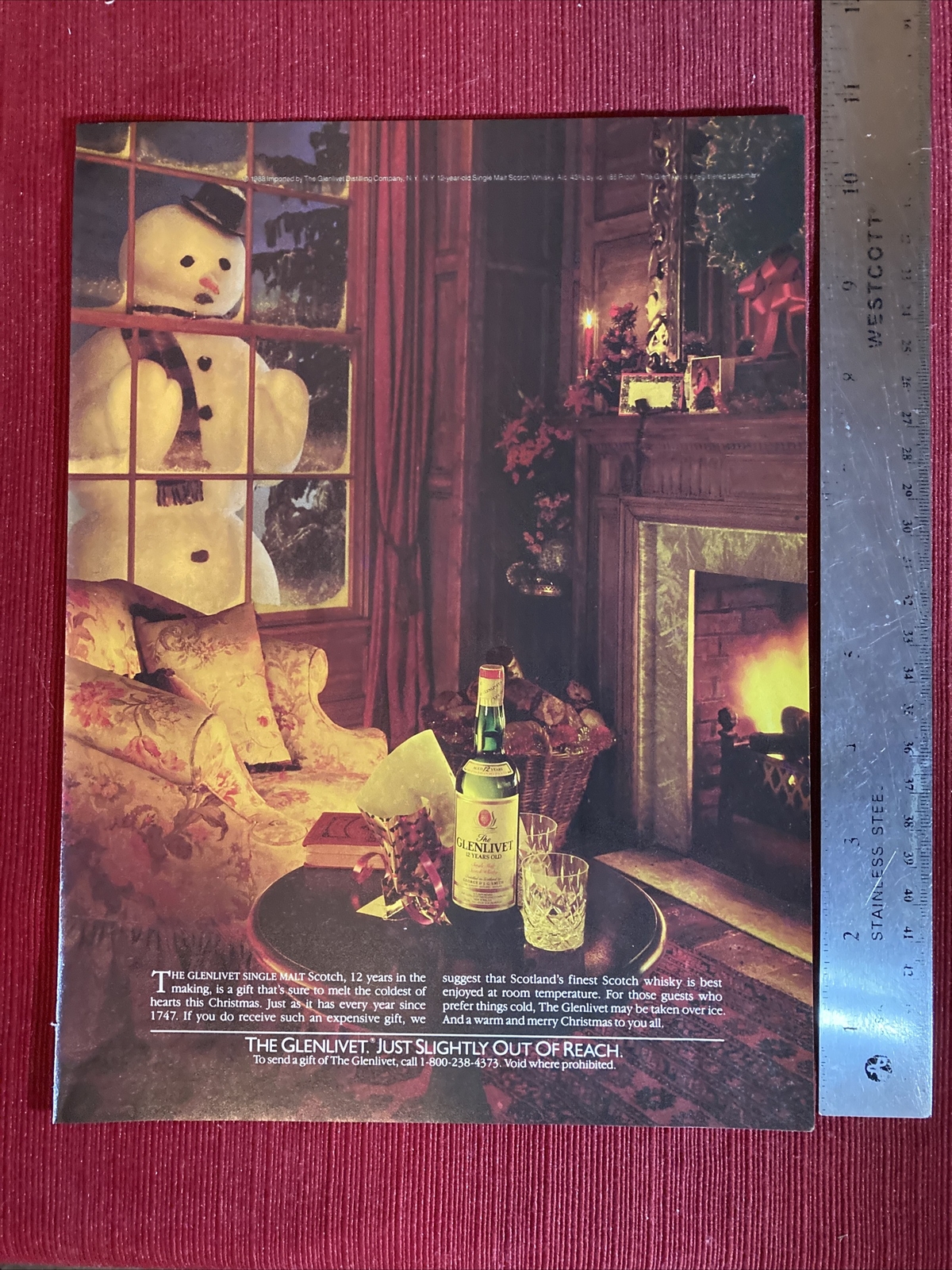 Glenlivet Scottish Whiskey Christmas Theme 1988 Print Ad - Great To Frame Glenlivet Scottish Whiskey Christmas Theme 1988 Print Ad - Great To Frame