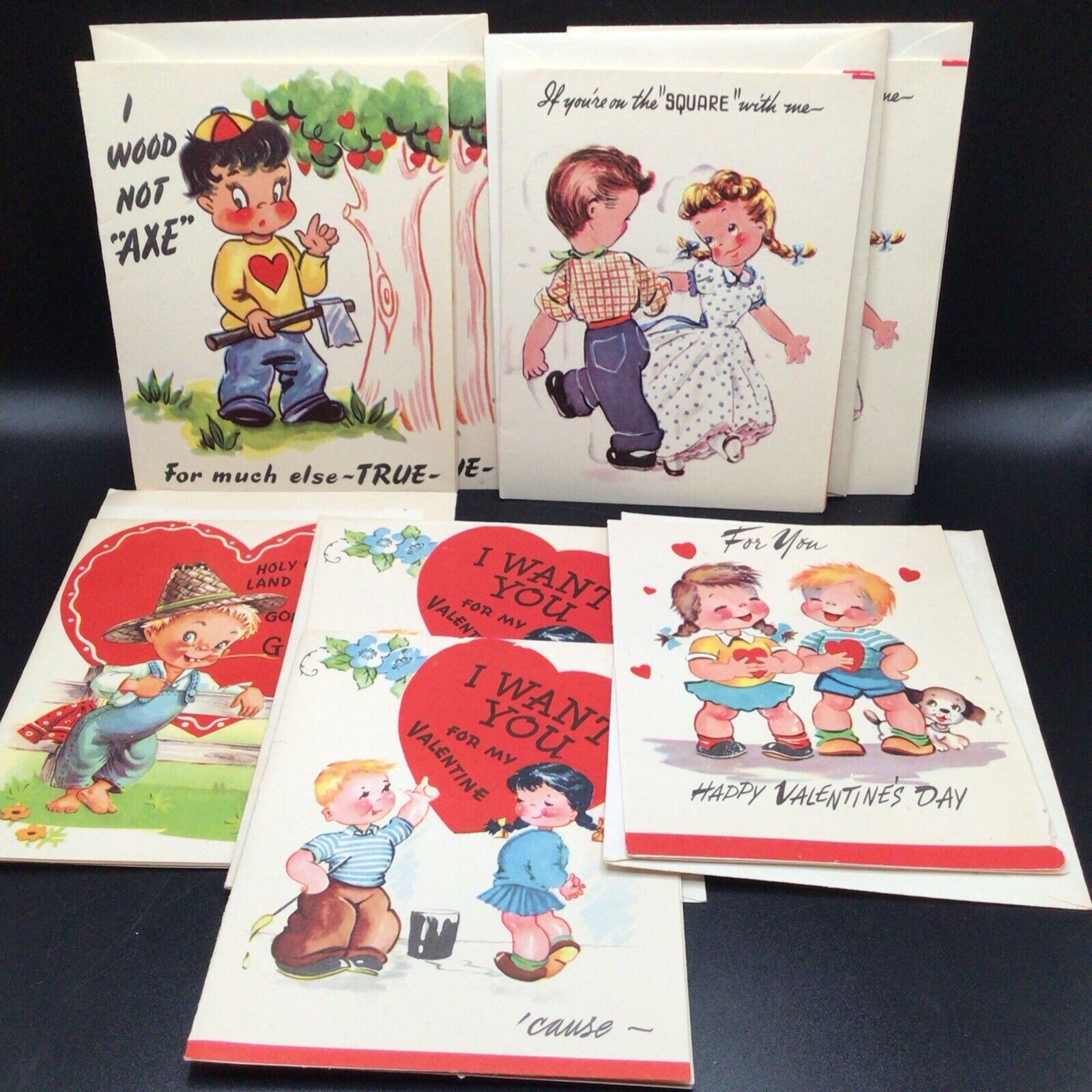 Lot of 8 VINTAGE Valentine Cards  A-MERI-CARD  1950\'S Cute Kids