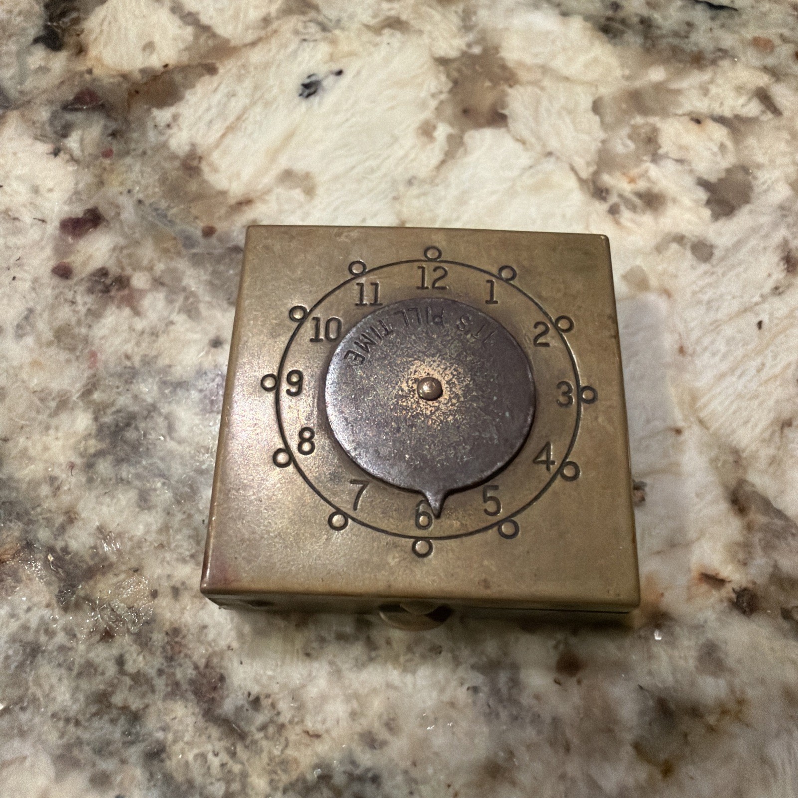 Vintage/Antique Small Brass Pillbox W/Clock Hands Time Reminder Pill Case Vintage/Antique Small Brass Pillbox W/Clock Hands Time Reminder Pill Case