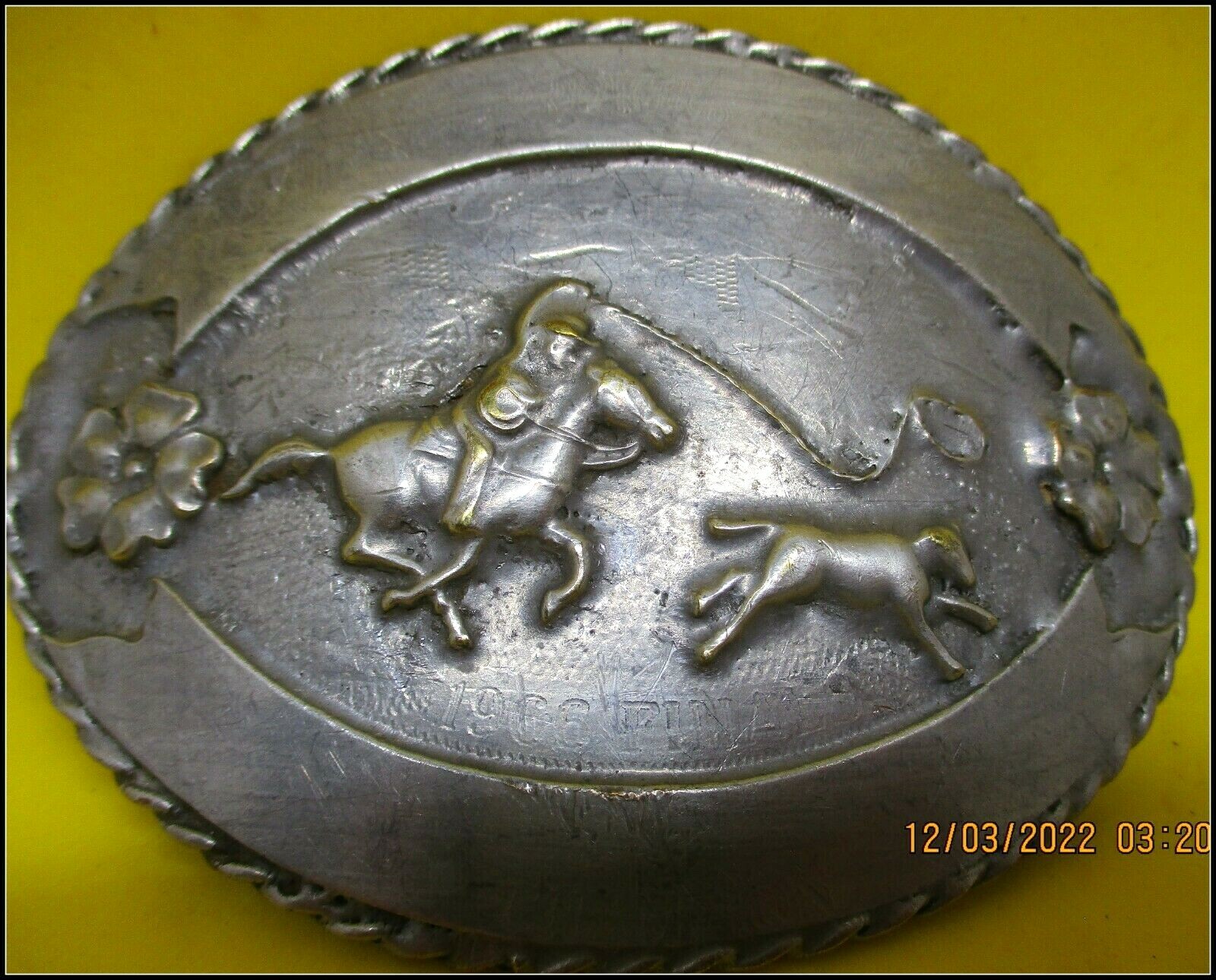 LARGE 1960 FINALS CHAMPION SOLID STERLING SILVER Ricardo Denver Belt Buckle