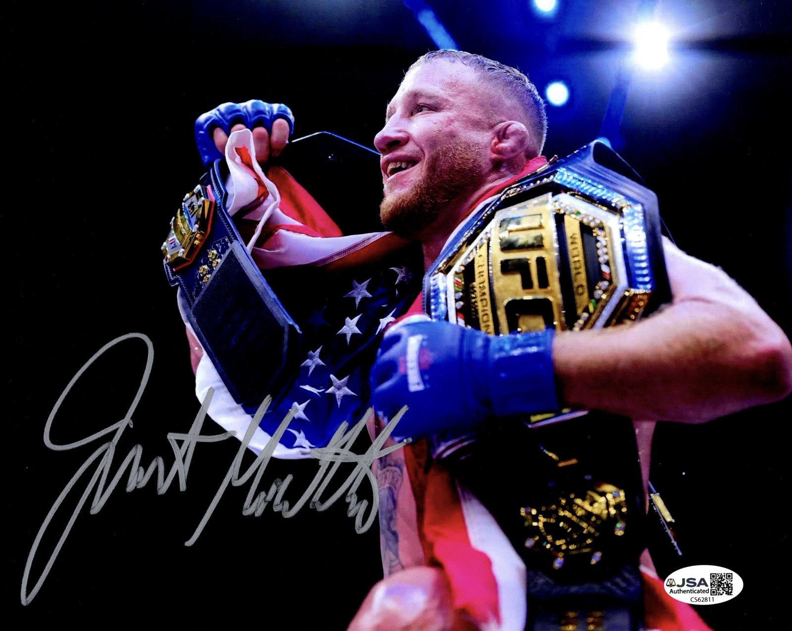 JUSTIN GAETHJE SIGNED UFC FREEDOM 250 WHITE HOUSE FIGHTER 8X10 PHOTO JSA COA #1 JUSTIN GAETHJE SIGNED UFC FREEDOM 250 WHITE HOUSE FIGHTER 8X10 PHOTO JSA COA #1