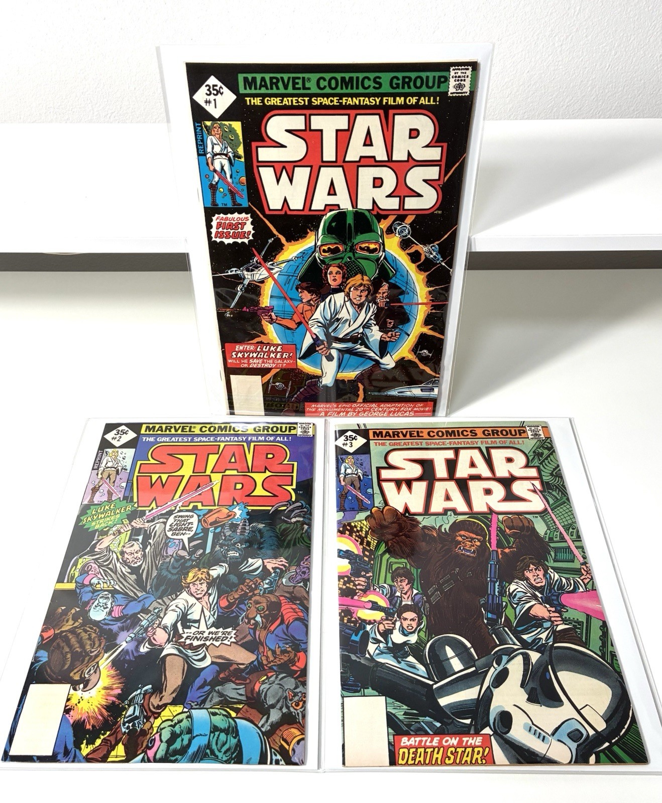 Star Wars #1 - 3 (VF+) 1977 35¢ Whitman Prints Marvel Comics - Skywalker Vader Star Wars #1 - 3 (VF+) 1977 35¢ Whitman Prints Marvel Comics - Skywalker Vader
