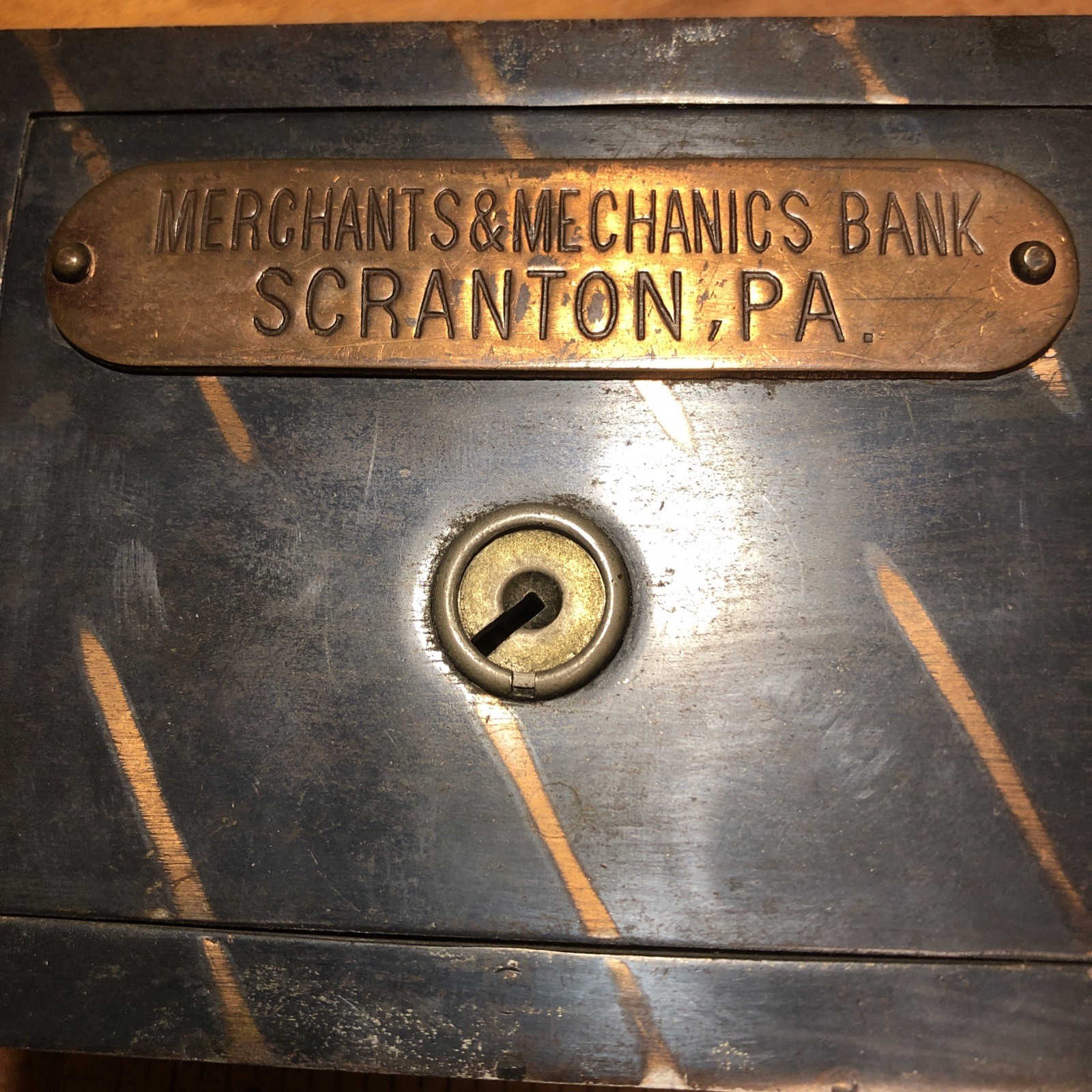 Rare Vintage Merchants & Mechanics advertising coin Bank Scranton Pa Rare Vintage Merchants & Mechanics advertising coin Bank Scranton Pa