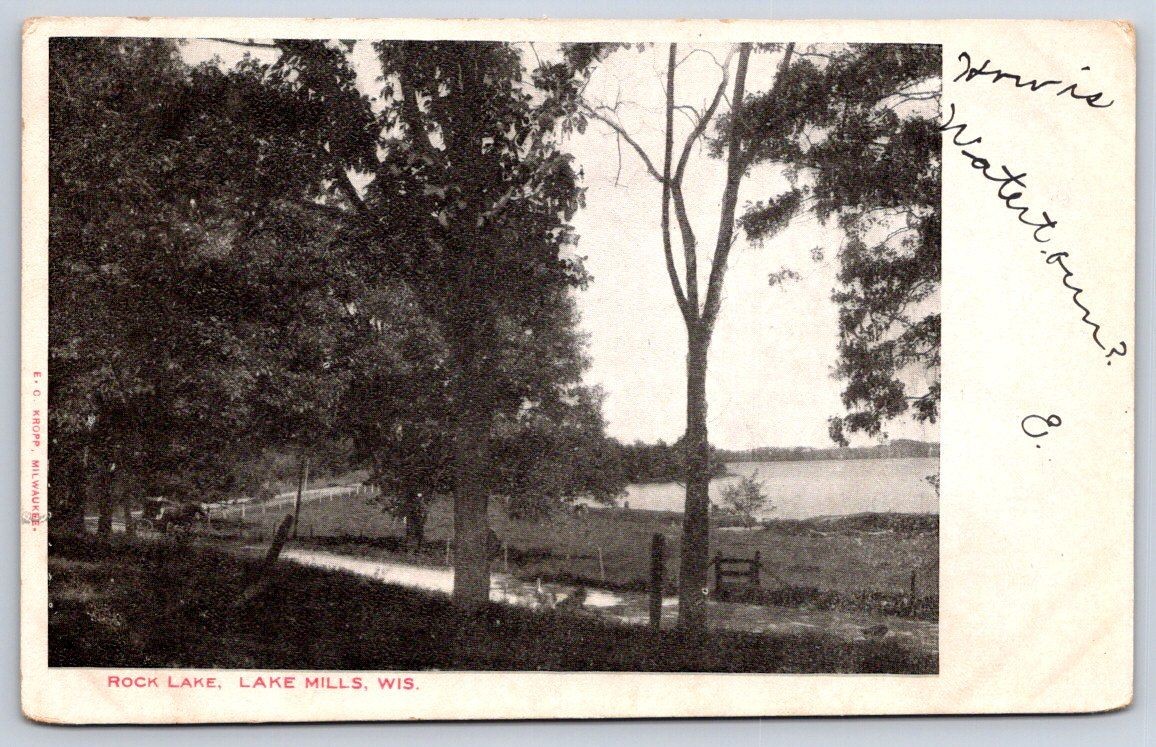 Antique Wisconsin Postcard LAKE MILLS Rock Lake Kropp 1906 Antique Wisconsin Postcard LAKE MILLS Rock Lake Kropp 1906