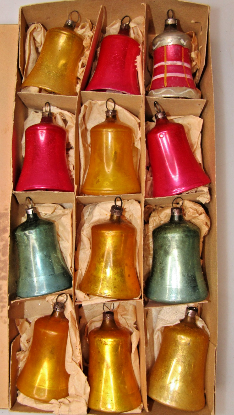 Lot Antique VTG Blown Glass Assorted BELL w Clapper Christmas Ornaments Germany
