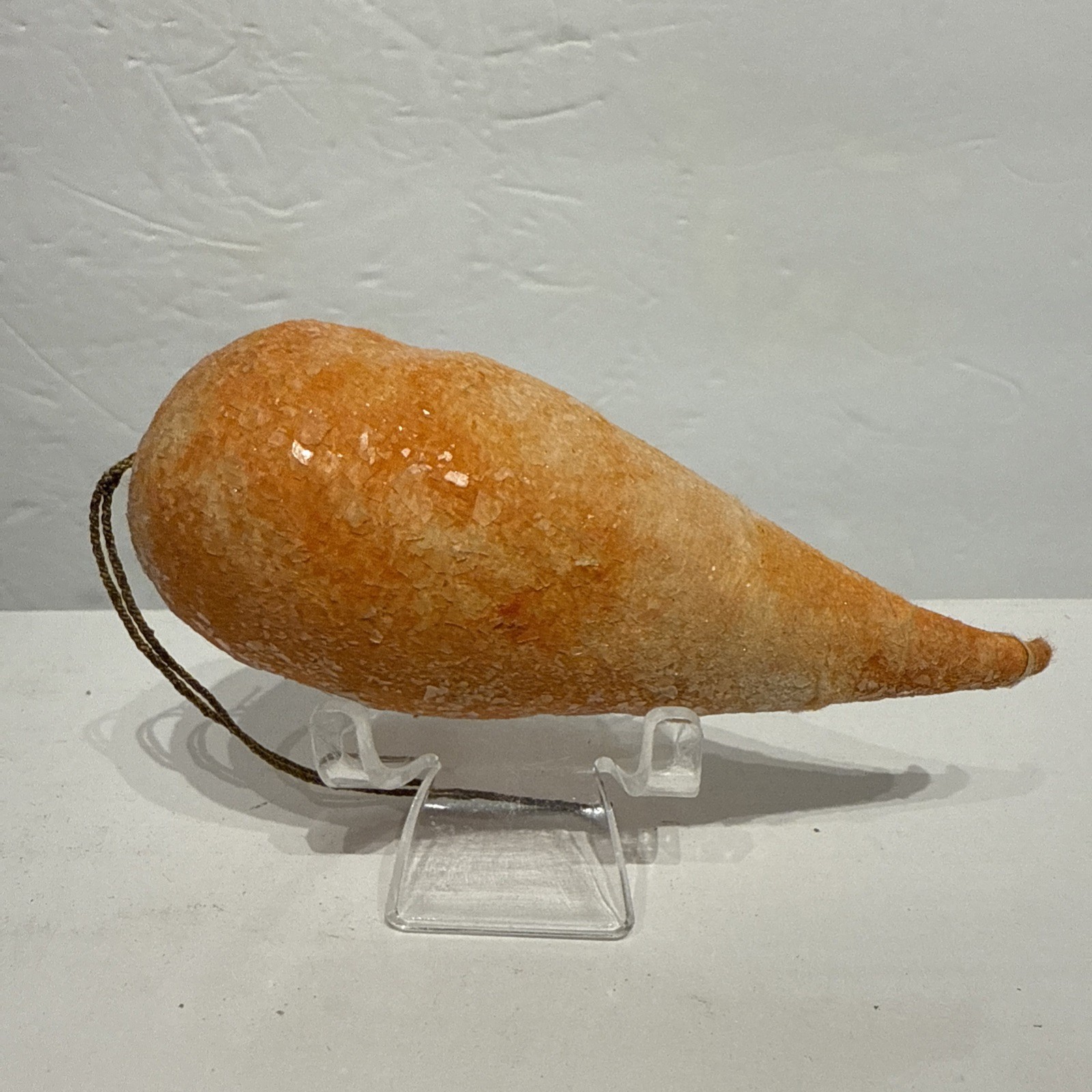4” Large Antique German Spun Cotton Carrot? Vegetable Christmas Ornament Mica 4” Large Antique German Spun Cotton Carrot? Vegetable Christmas Ornament Mica