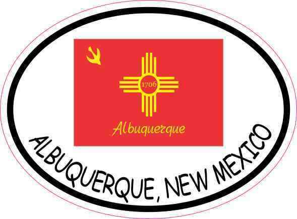 4x3 Oval Albuquerque New Mexico Flag Sticker Cup Luggage Car Window Bumper Decal