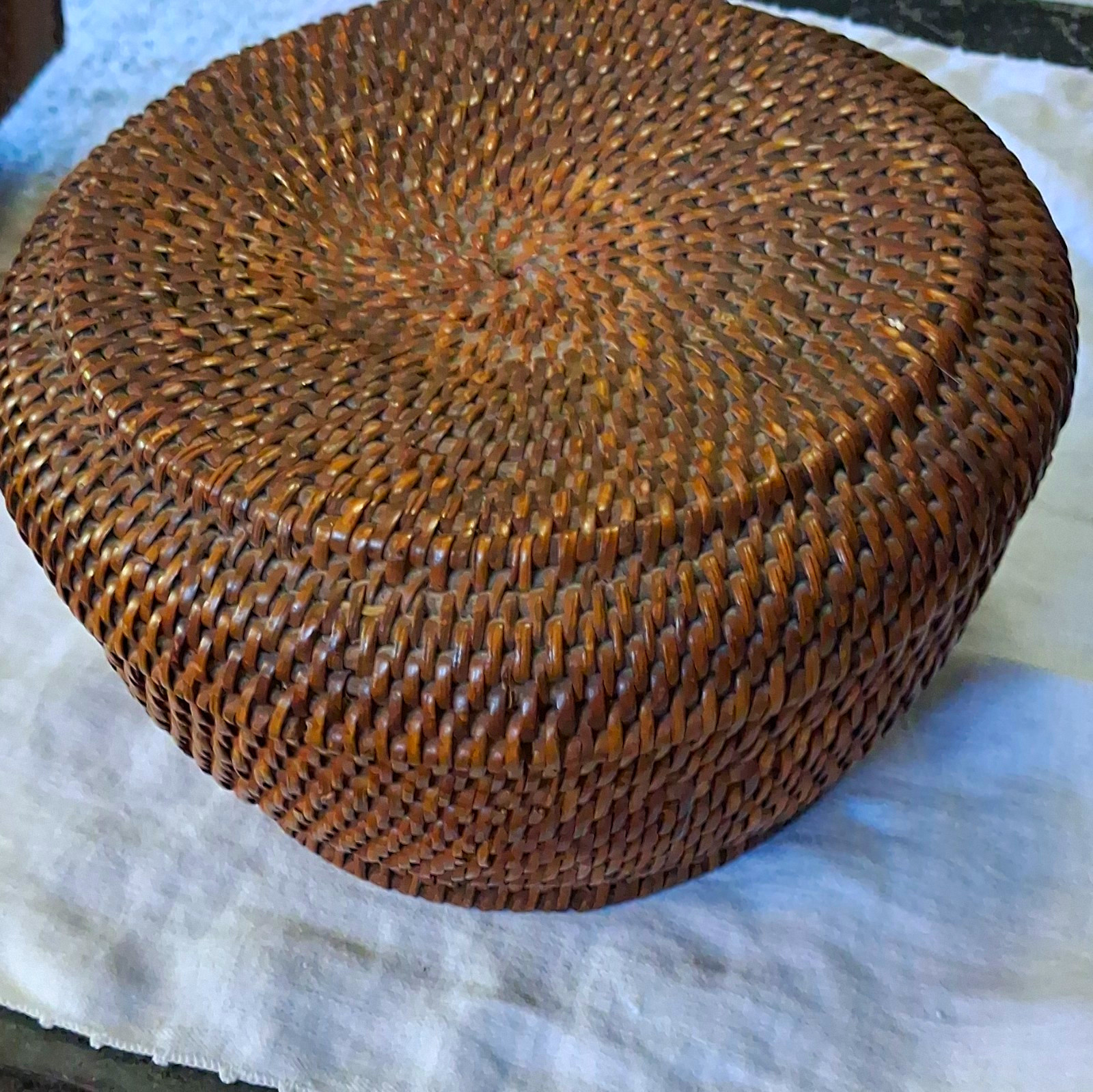 Antique Woven Basket With Lid Antique Woven Basket With Lid