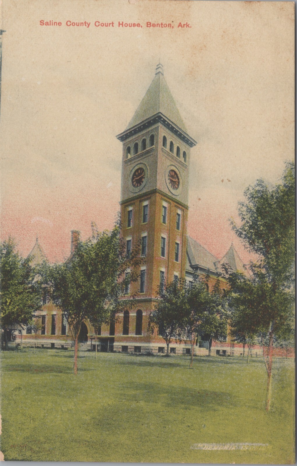 Postcard Arkansas AR Benton Court House Saline County 1910s