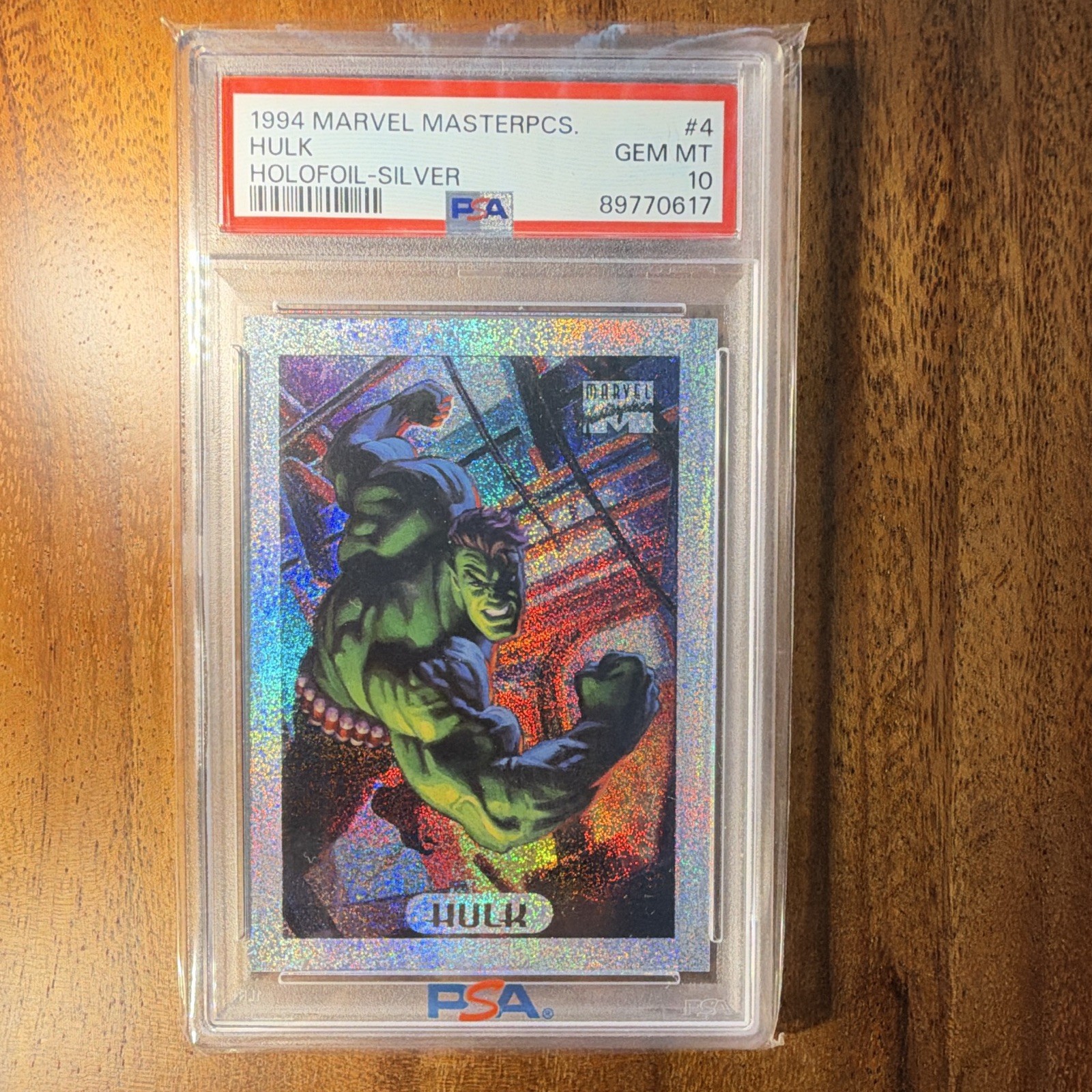 Marvel 1994 Marvel Masterpieces #4 Hulk Holofoil Silver PSA 10 Card Marvel 1994 Marvel Masterpieces #4 Hulk Holofoil Silver PSA 10 Card
