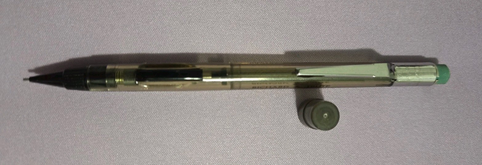 Vintage Pentel Quicker Clicker PD345 0.5mm Transparent Advertising Japan 1980s