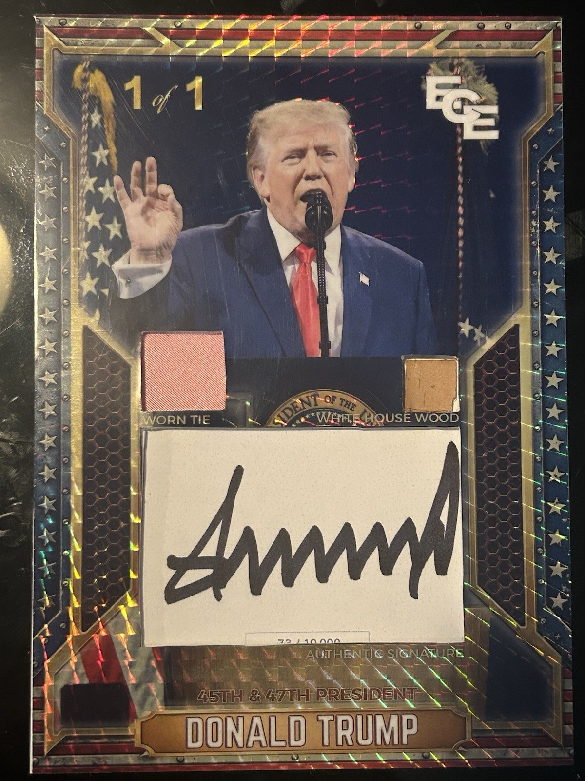Donald Trump Signed Auto Worn Tie,white House Piece 1/1 Custom 5x7 Card Rarest Donald Trump Signed Auto Worn Tie,white House Piece 1/1 Custom 5x7 Card Rarest