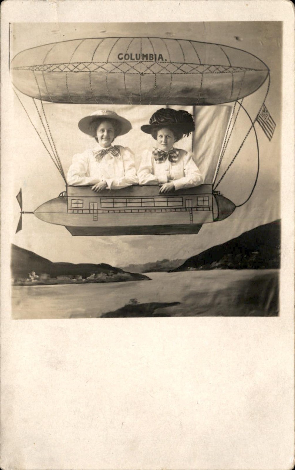 Columbia SC Women in Airship STUDIO c1900s-10s Real Photo Vintage Postcard bhn