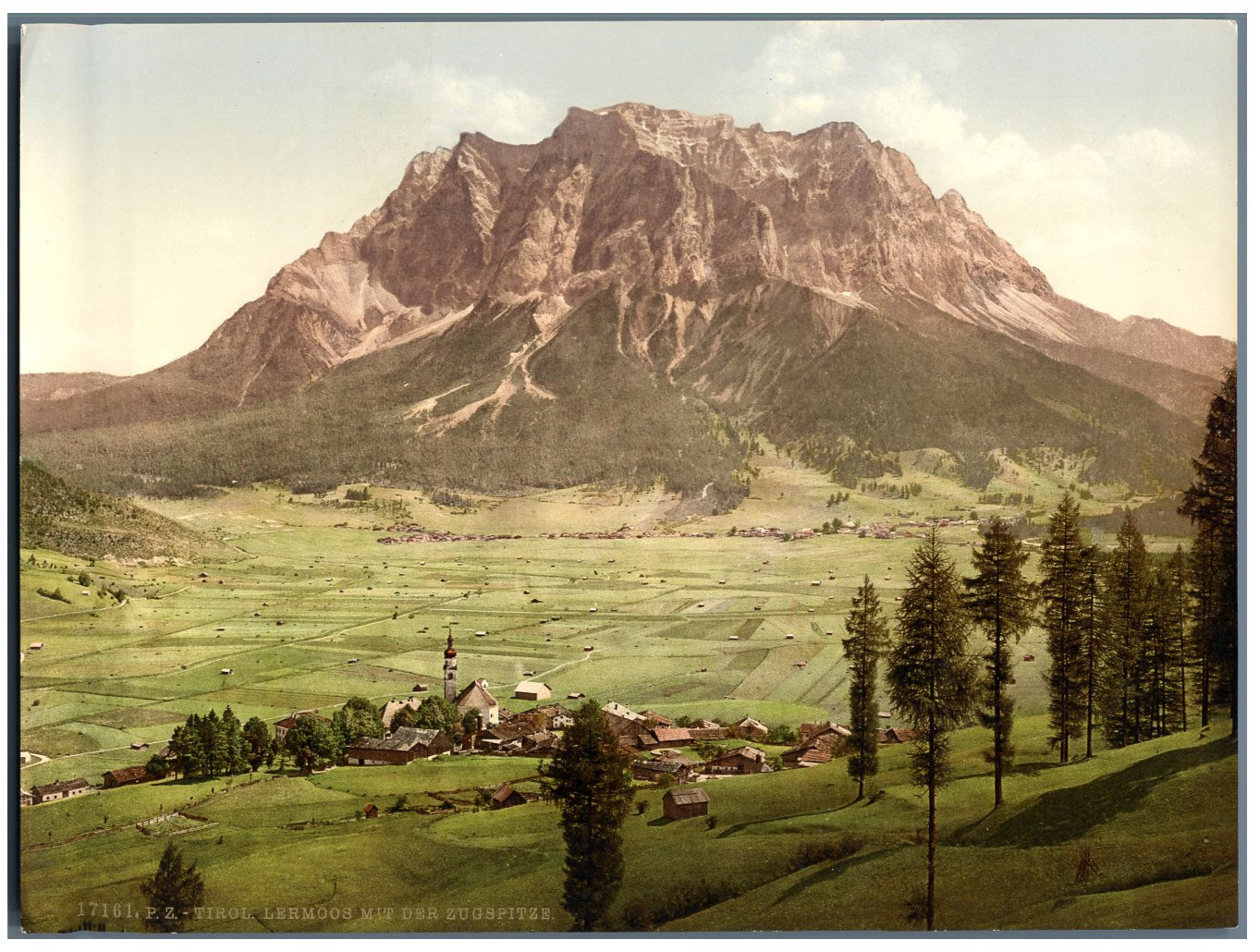 Tyrol. Lermoos with the Zugspitze.  Vintage PZ Photochromic, Photochromic, Wine
