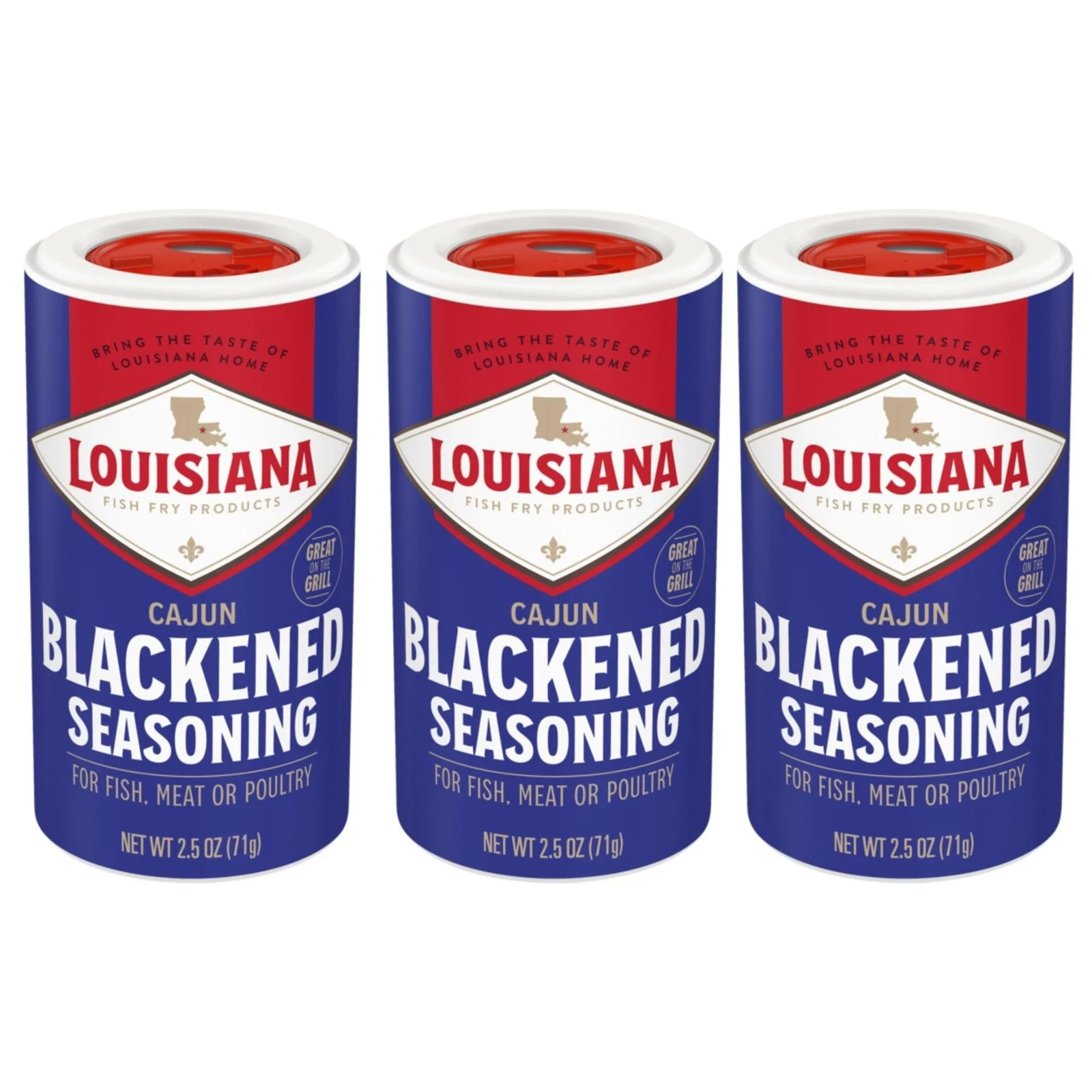 Louisiana Fish Fry Cajun Blackened Seasoning, 2.5 Ounce - 3 per case. Louisiana Fish Fry Cajun Blackened Seasoning, 2.5 Ounce - 3 per case.