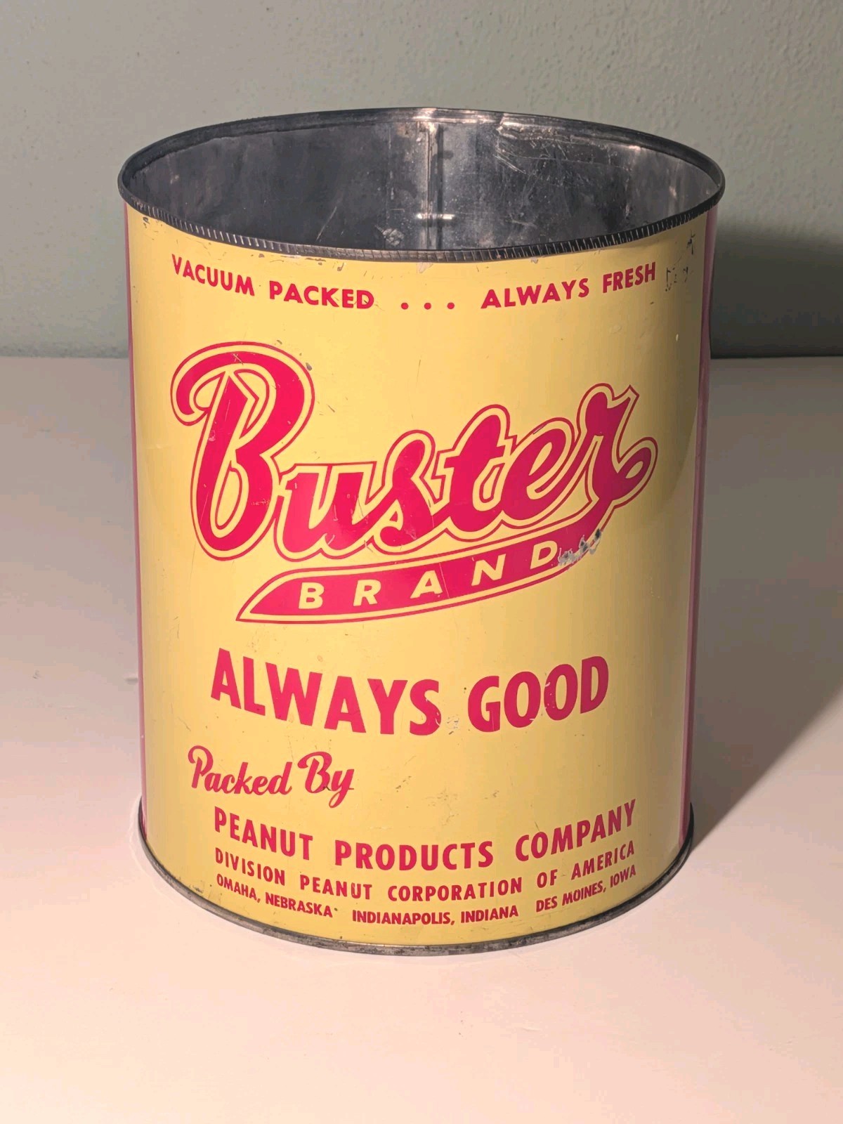 Vintage Buster Brand Salted Peanuts Lg Advertising Tin Country Store $9 Vintage Buster Brand Salted Peanuts Lg Advertising Tin Country Store $9