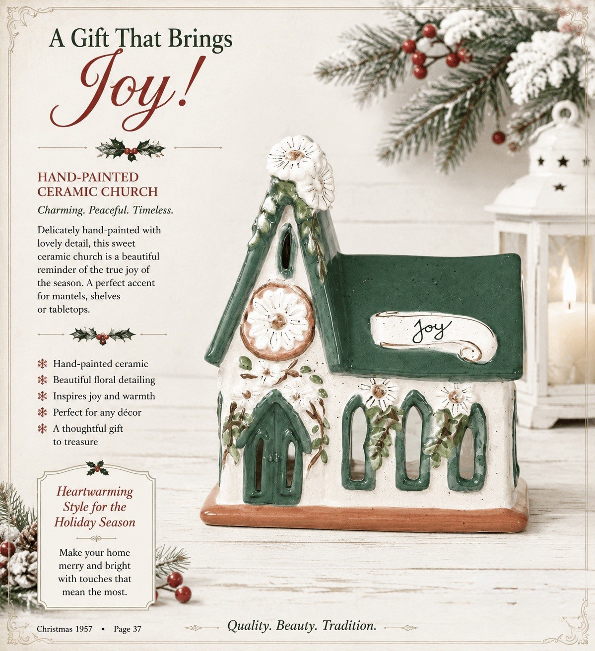 Blue Sky Clayworks Heather Goldminc 2024 Joy Virtue Church Tea Candle Holder