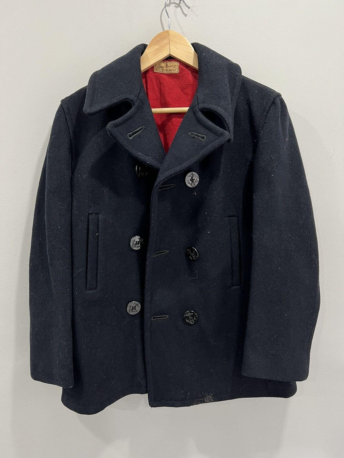 Vintage 1950s 60s Jim Penney Wool Coat anchor button usn Vintage 1950s 60s Jim Penney Wool Coat anchor button usn