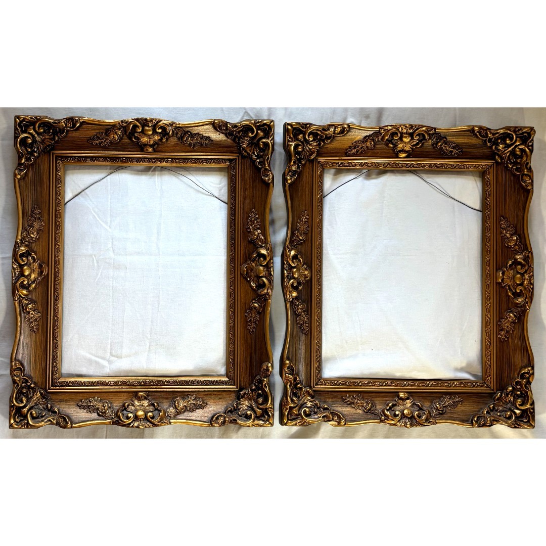 2 Vintage Ornate Baroque Style Wood Frame 19 2 Vintage Ornate Baroque Style Wood Frame 19