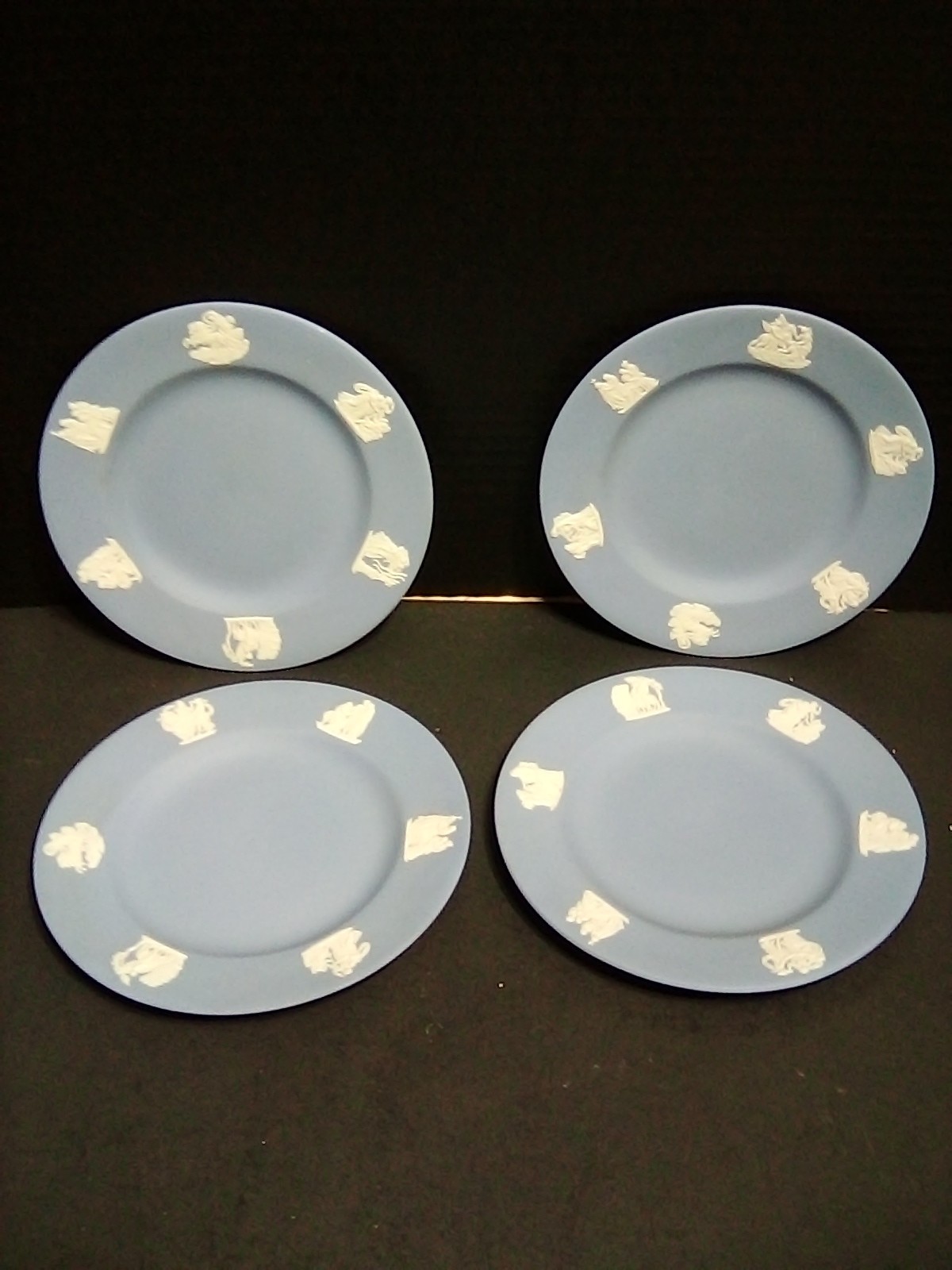 Wedgwood Jasperware Blue Grecian 4 plates 6\ Wedgwood Jasperware Blue Grecian 4 plates 6\