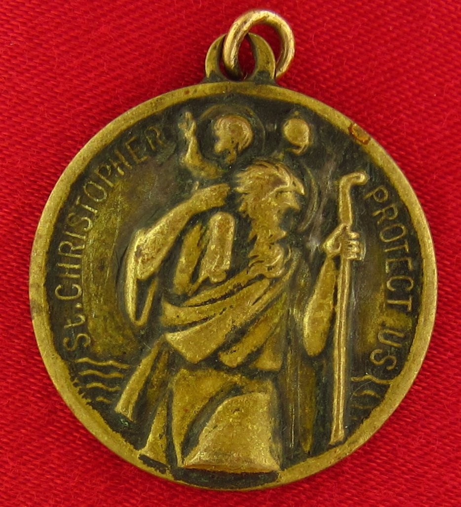 Vintage SAINT CHRISTOPHER Medal MARY OUR LADY OF THE HIGHWAY Catholic Pendant 1\ Vintage SAINT CHRISTOPHER Medal MARY OUR LADY OF THE HIGHWAY Catholic Pendant 1\