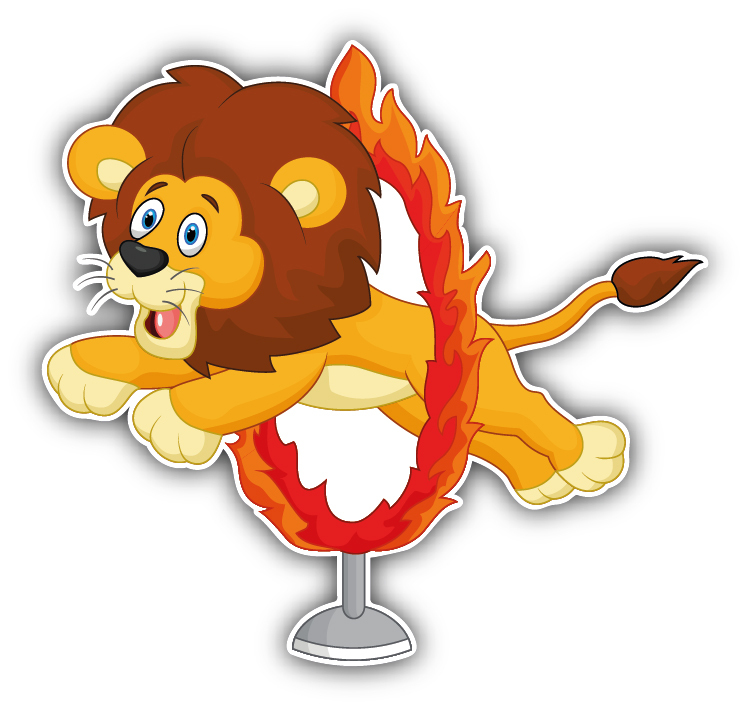 Circus Lion Cartoon Car Bumper Sticker Decal 5\'\' x 5\'\'