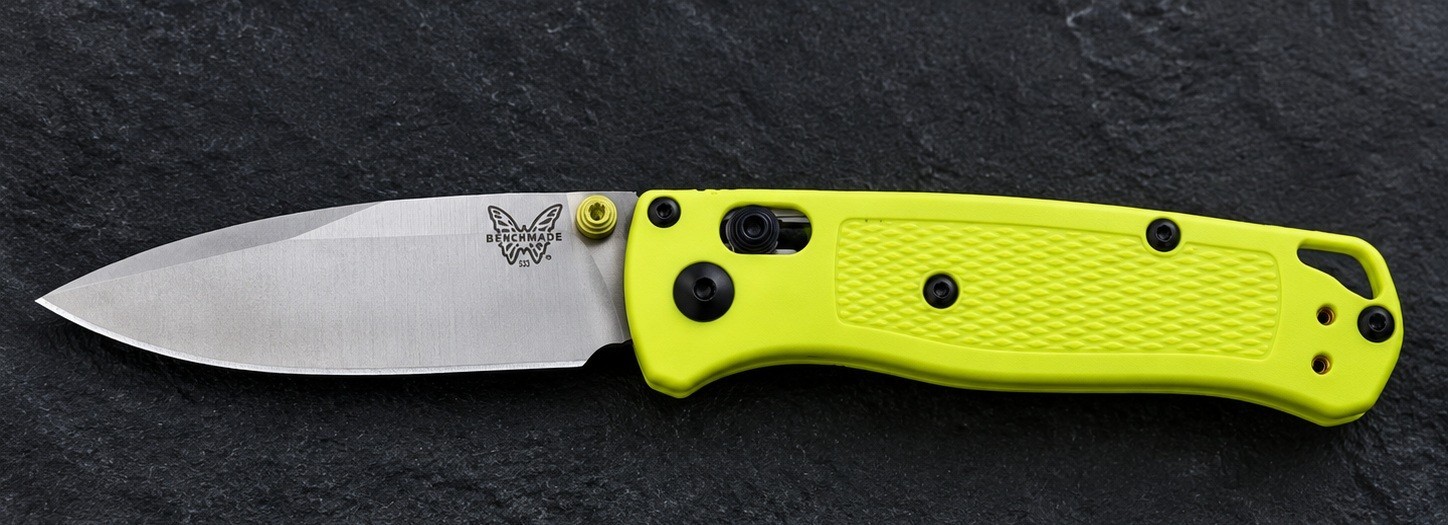 Benchmade 533 Mini Bugout fluorescent Lock Drop Point Plain Manual Pocketknife