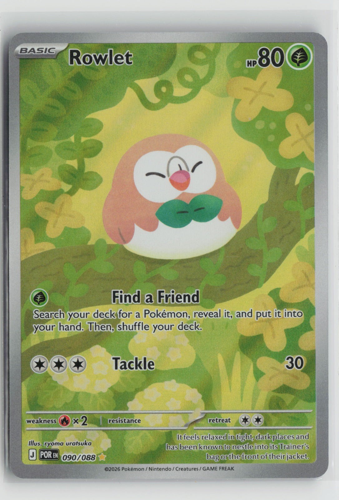 Rowlet - Illustration Rare Holo POR 090/088 NM Rowlet - Illustration Rare Holo POR 090/088 NM