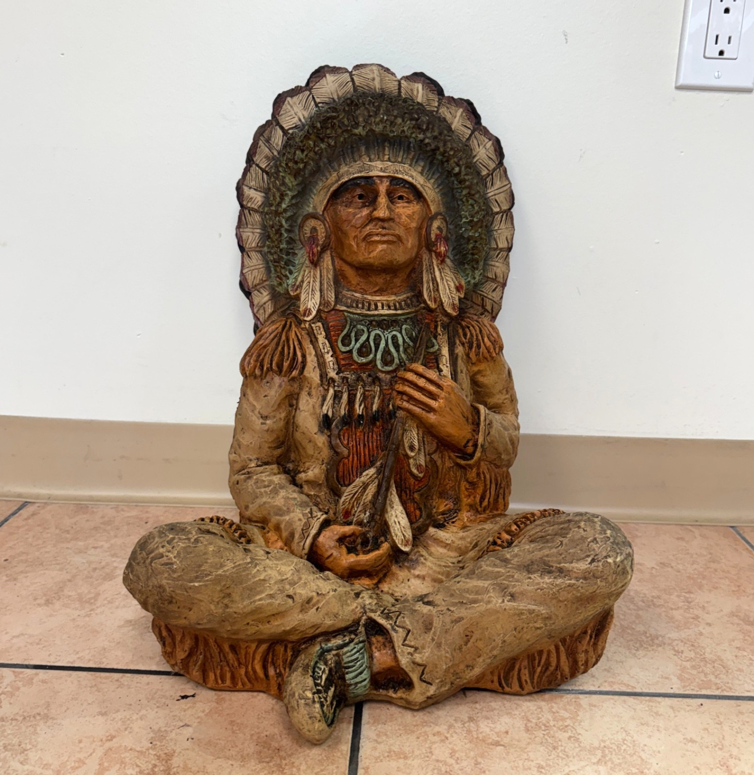 Vintage 1973 Universal Statuary Native American Indian Chief Statue Vaughn