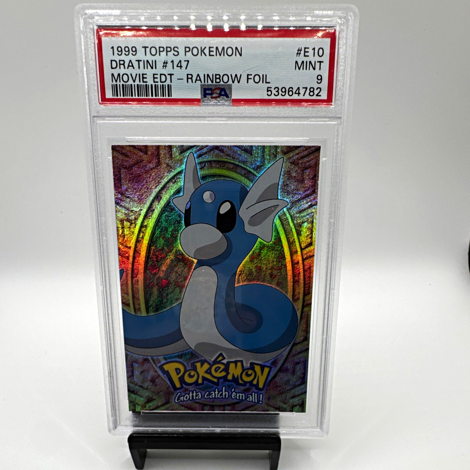 Topps Pokémon Dratini #E10 1999 Movie Edition Rainbow Foil PSA 9