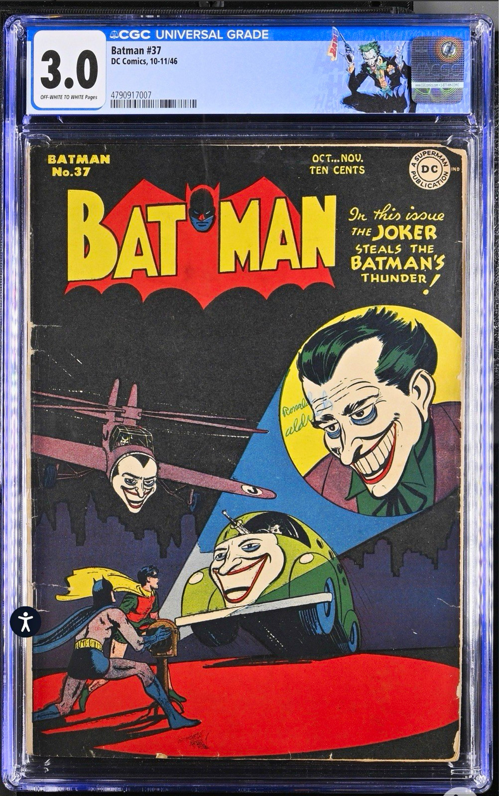 Batman #37 DC 1946 CGC 3.0 Jerry Robinson Cover Off-White to White Batman #37 DC 1946 CGC 3.0 Jerry Robinson Cover Off-White to White