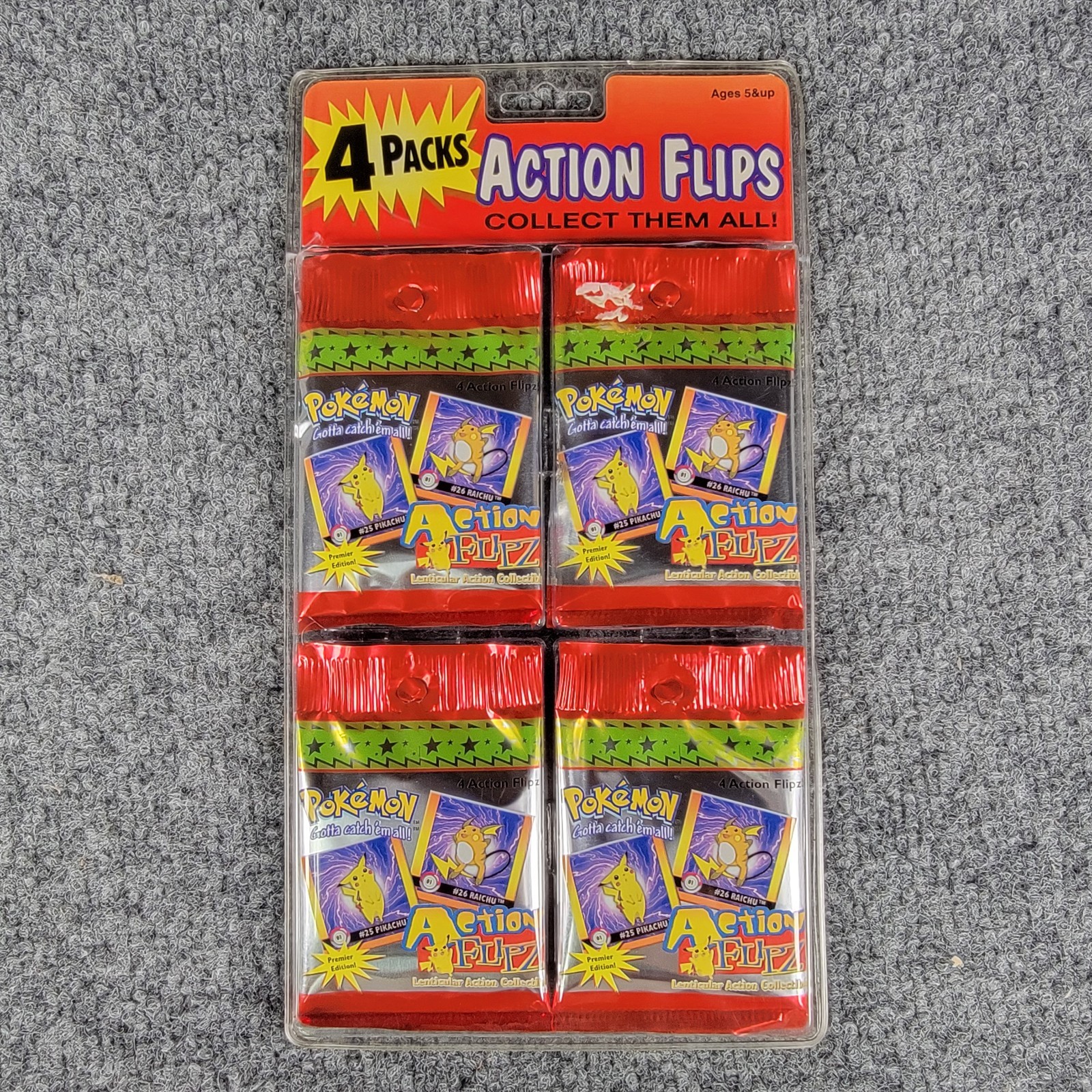 Vintage Pokemon 4 Pack Action Flips Premier Edition Factory Sealed NOS