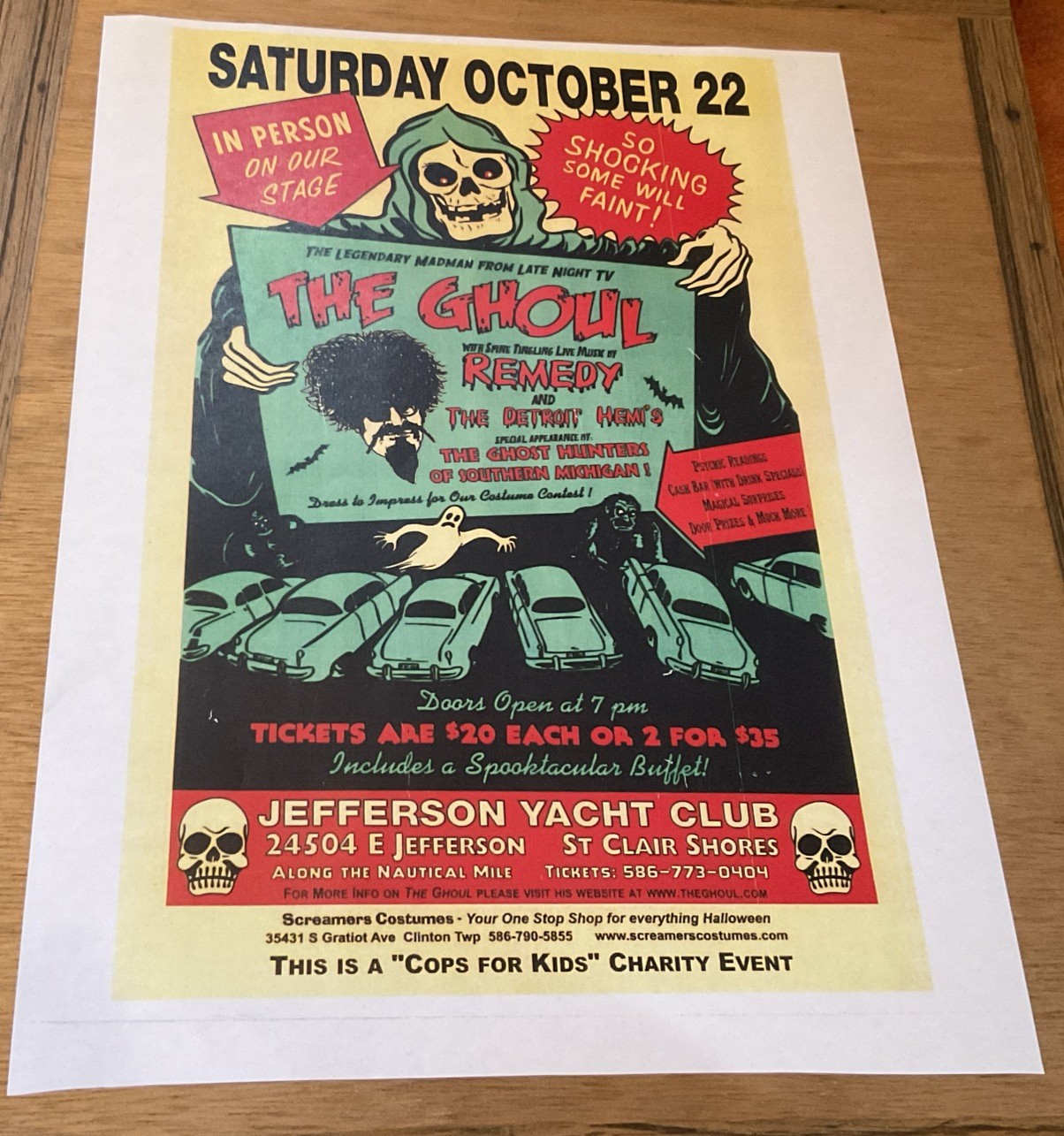 The Ghoul - Detroit TV Horror Host - Poster Sign Art Yacht Club Halloween Print The Ghoul - Detroit TV Horror Host - Poster Sign Art Yacht Club Halloween Print