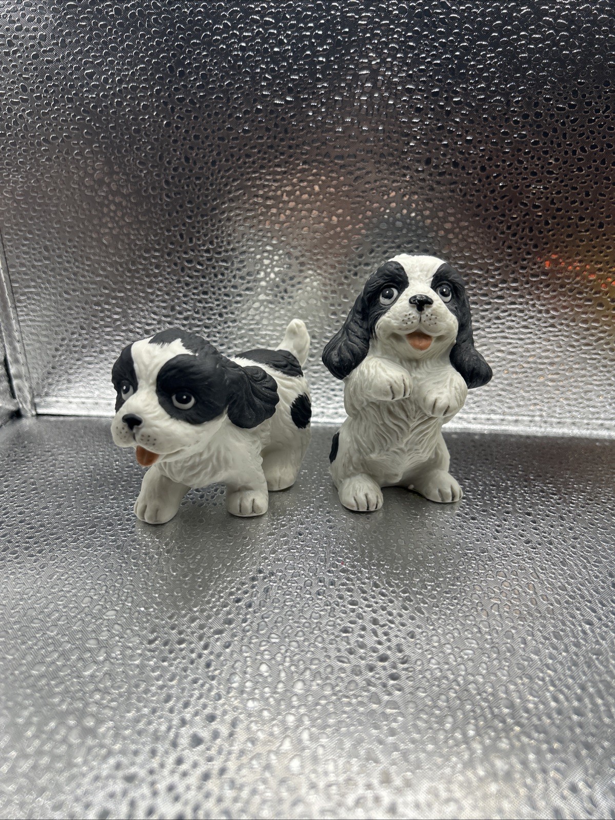 Vintage HOMCO Black & White Cocker Spaniel Puppy Figurines Set #1427 Vintage HOMCO Black & White Cocker Spaniel Puppy Figurines Set #1427