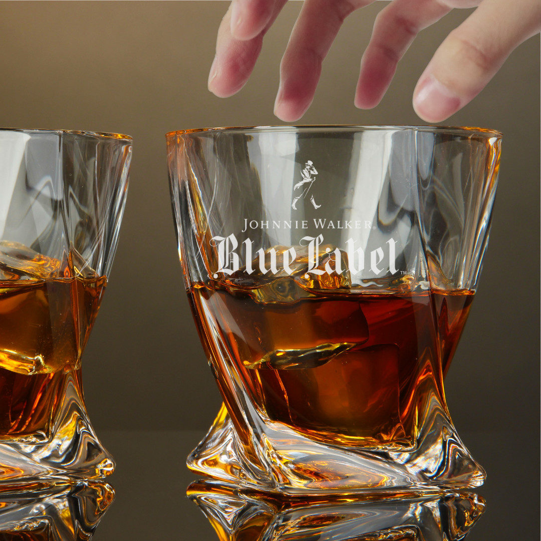 Custom Engraved Johnnie Walker Blue Label Twisted Whiskey Glass – 10 oz New