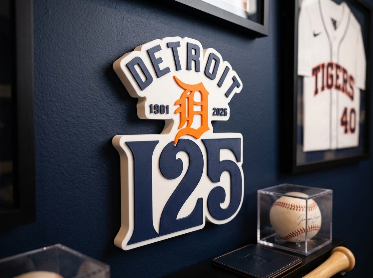 Detroit Tigers 125th Anniversary 3D Sign Wall Decor Desk Shelf MLB Detroit Tigers 125th Anniversary 3D Sign Wall Decor Desk Shelf MLB