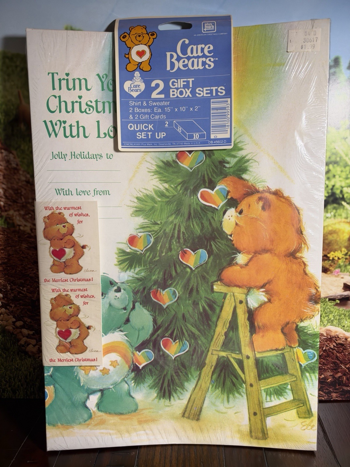 Vintage 1983 Care Bears NEW Old Stock Shirt + Sweater Gift Box Boxes Christmas