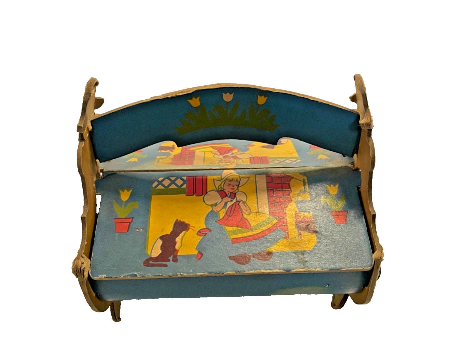 Vintage Child\'s Toy Sewing Kit Box Pressed Cardboard Vintage Child\'s Toy Sewing Kit Box Pressed Cardboard