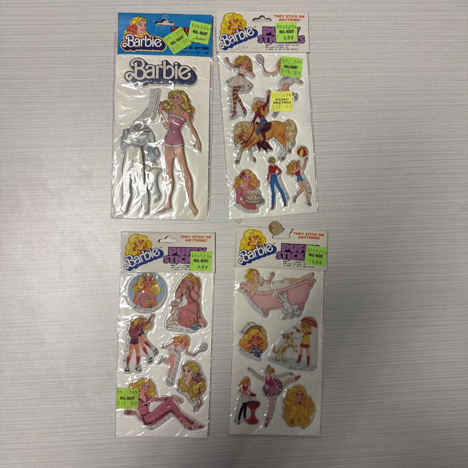 Lot of 4 VTG Barbie Dress Up Puffy Stickers 1981 Mattel RARE New Sealed Lot of 4 VTG Barbie Dress Up Puffy Stickers 1981 Mattel RARE New Sealed