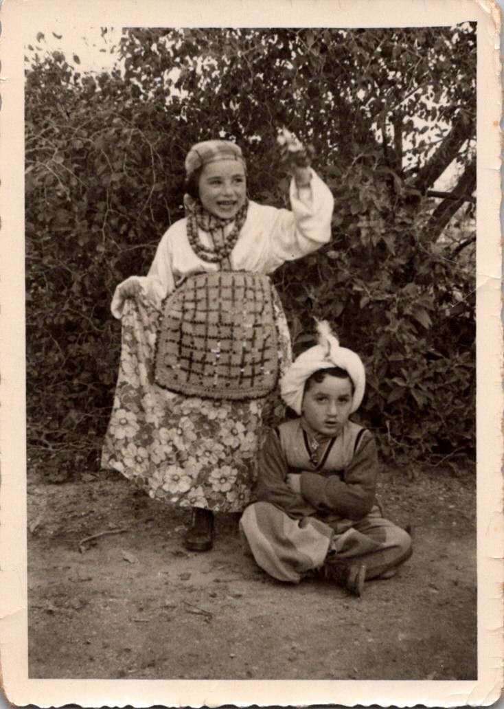 Vintage 1953 Photograph Children in Traditional Clothing Yiddish Hebrew Back Vintage 1953 Photograph Children in Traditional Clothing Yiddish Hebrew Back
