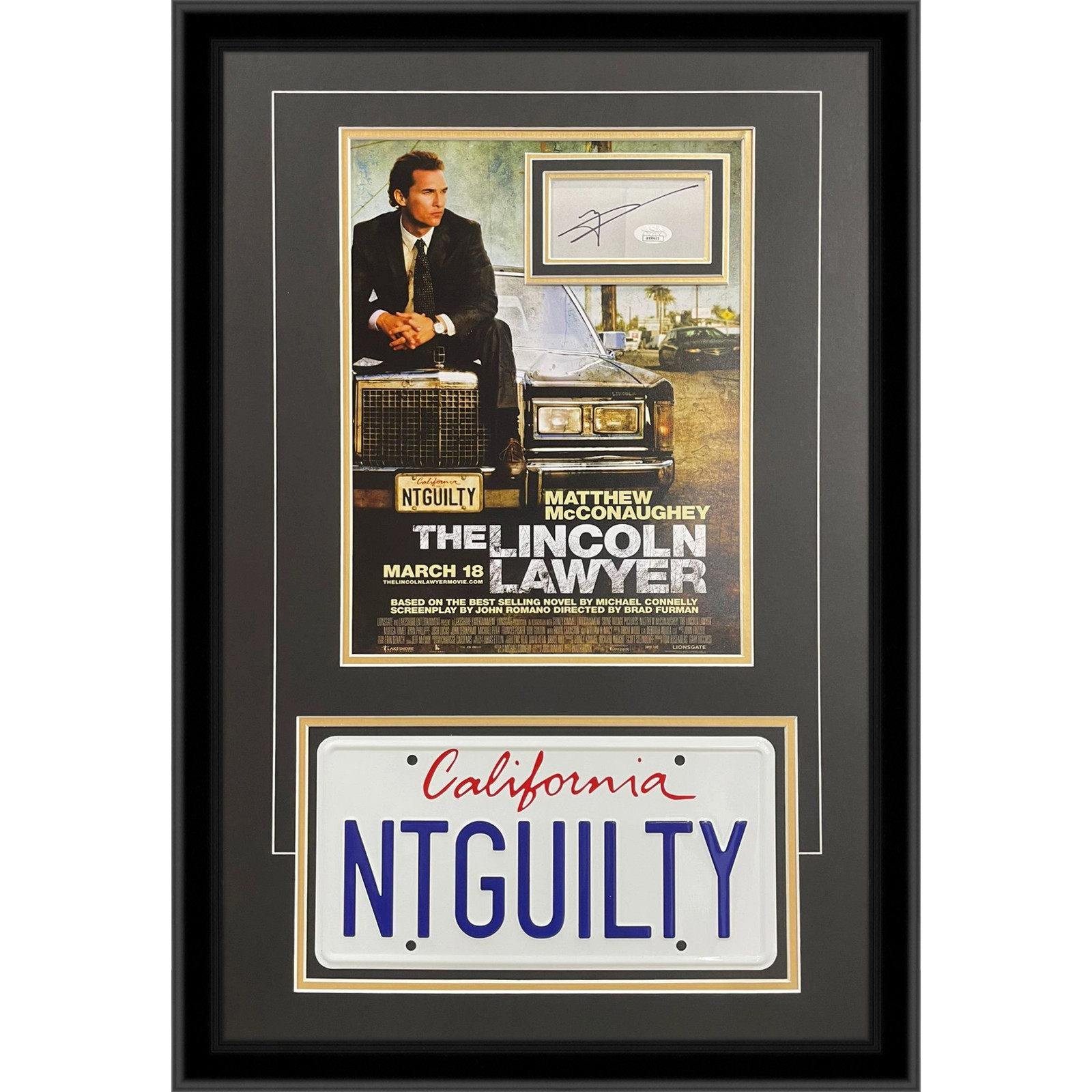 Matthew McConaughey Autographed Lincoln Lawyer Deluxe Framed Piece with 11x14 Mo Matthew McConaughey Autographed Lincoln Lawyer Deluxe Framed Piece with 11x14 Mo