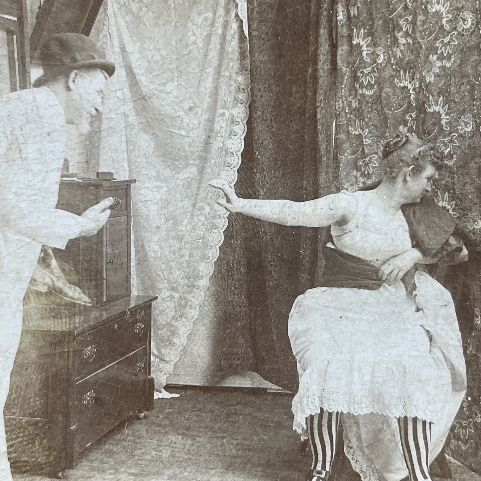 Pickwick\'s Apology Stereoview Keystone View Co. 1893 Victorian Comedy