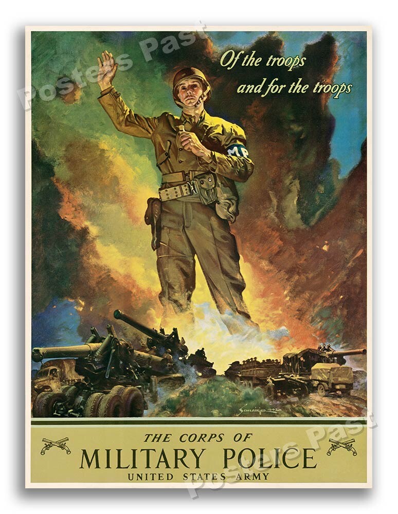 1942 Military Police Vintage Style WW2 US Army Poster - 18x24 1942 Military Police Vintage Style WW2 US Army Poster - 18x24