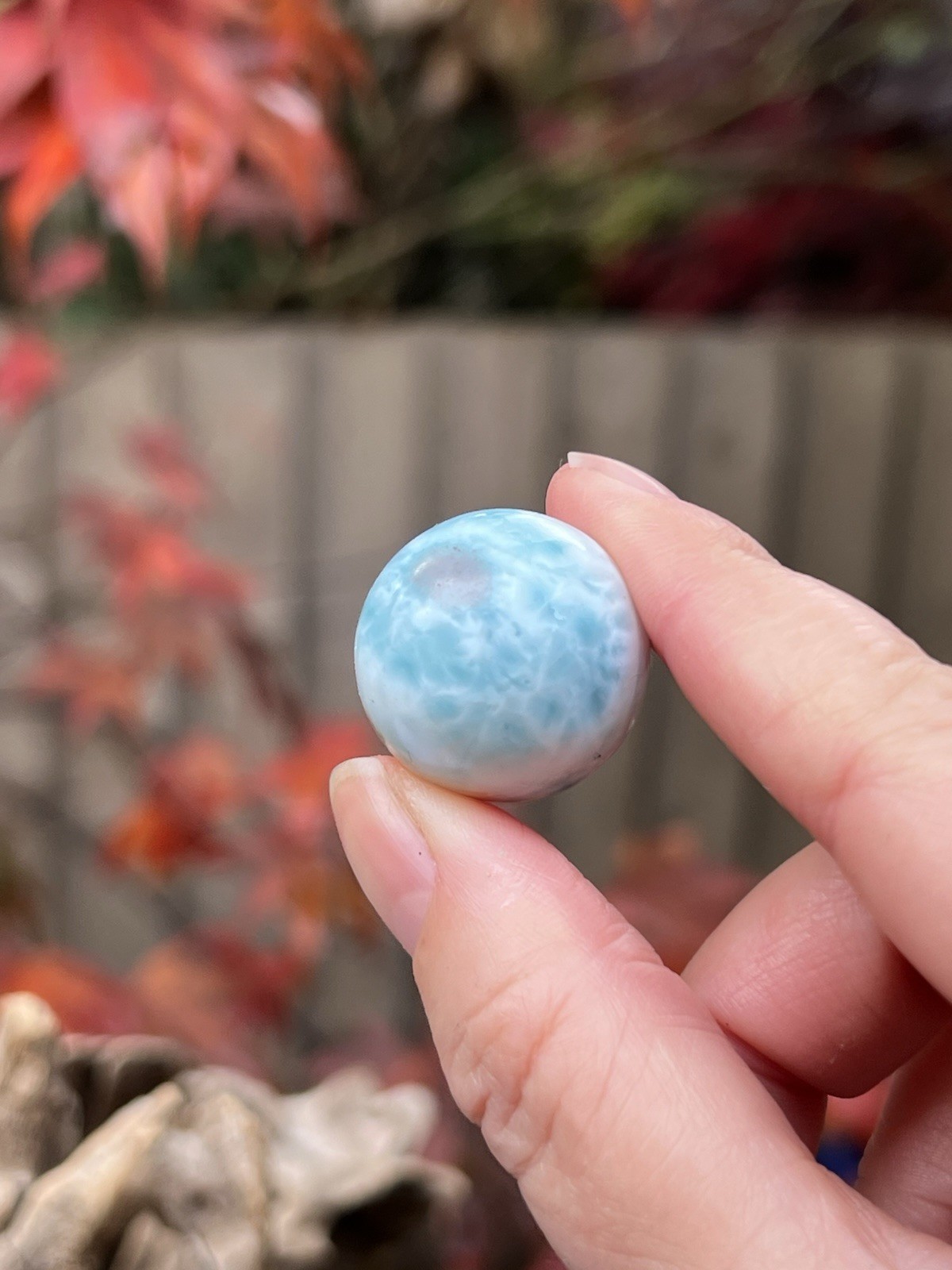 Larimar Ball Deep Blue Dolphin Stone  AAA+ : Ocean Like 14 22mm