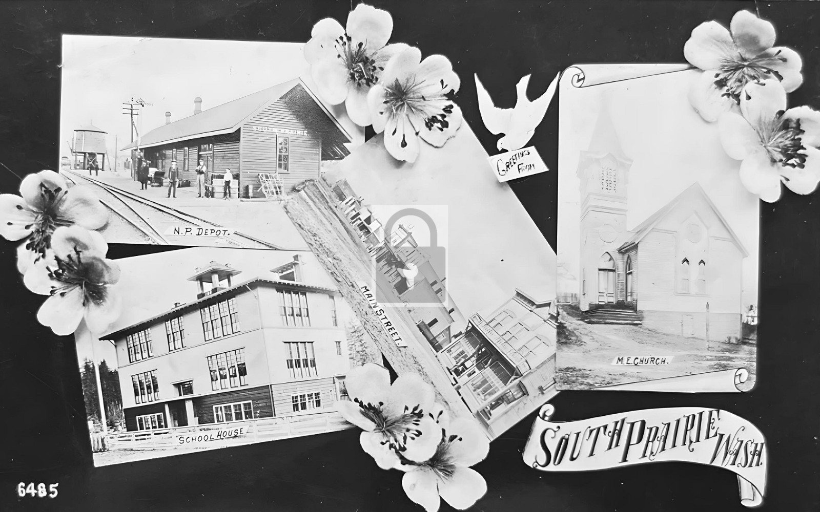 Main Street Railroad Station Church South Prairie Washington WA - Reprint Main Street Railroad Station Church South Prairie Washington WA - Reprint