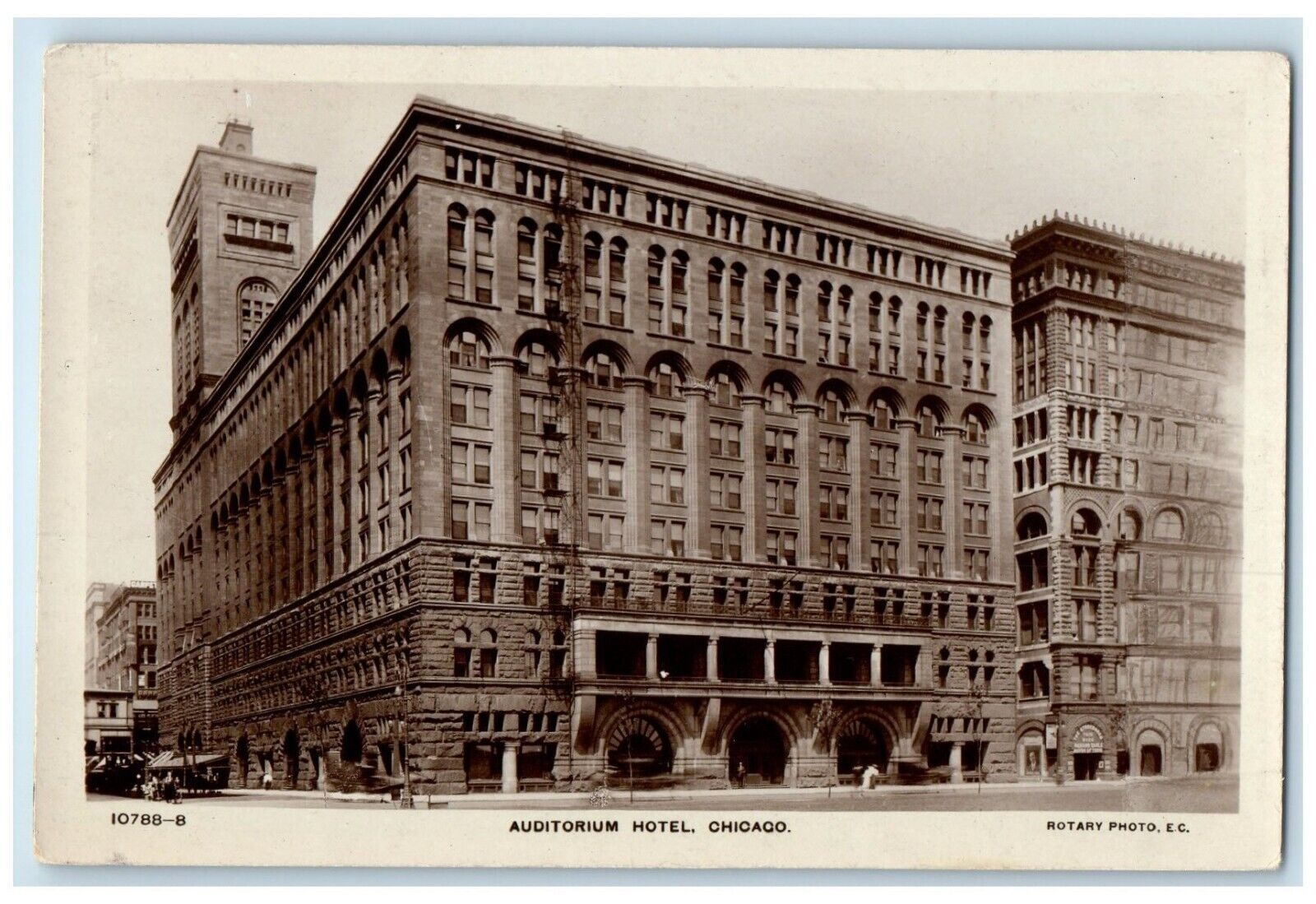 c1920 Auditorium Hotel Exterior View Building Chicago Illinois Vintage Postcard